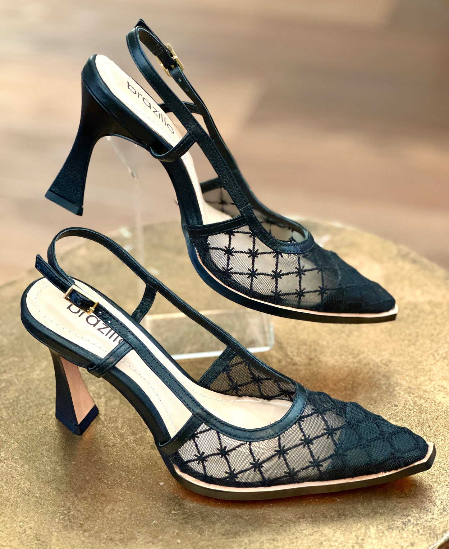 Brazilio Black Mesh High Heel