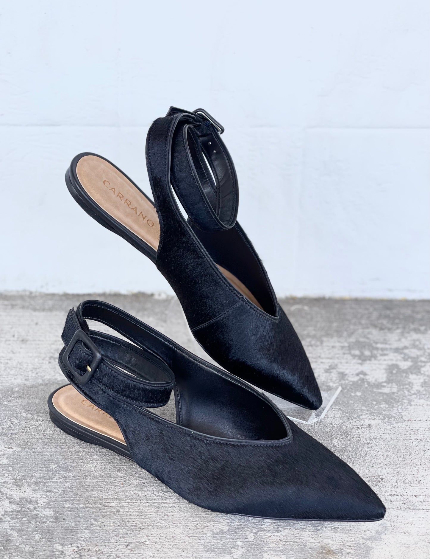 Carrano Vacuum Black Hide Flats