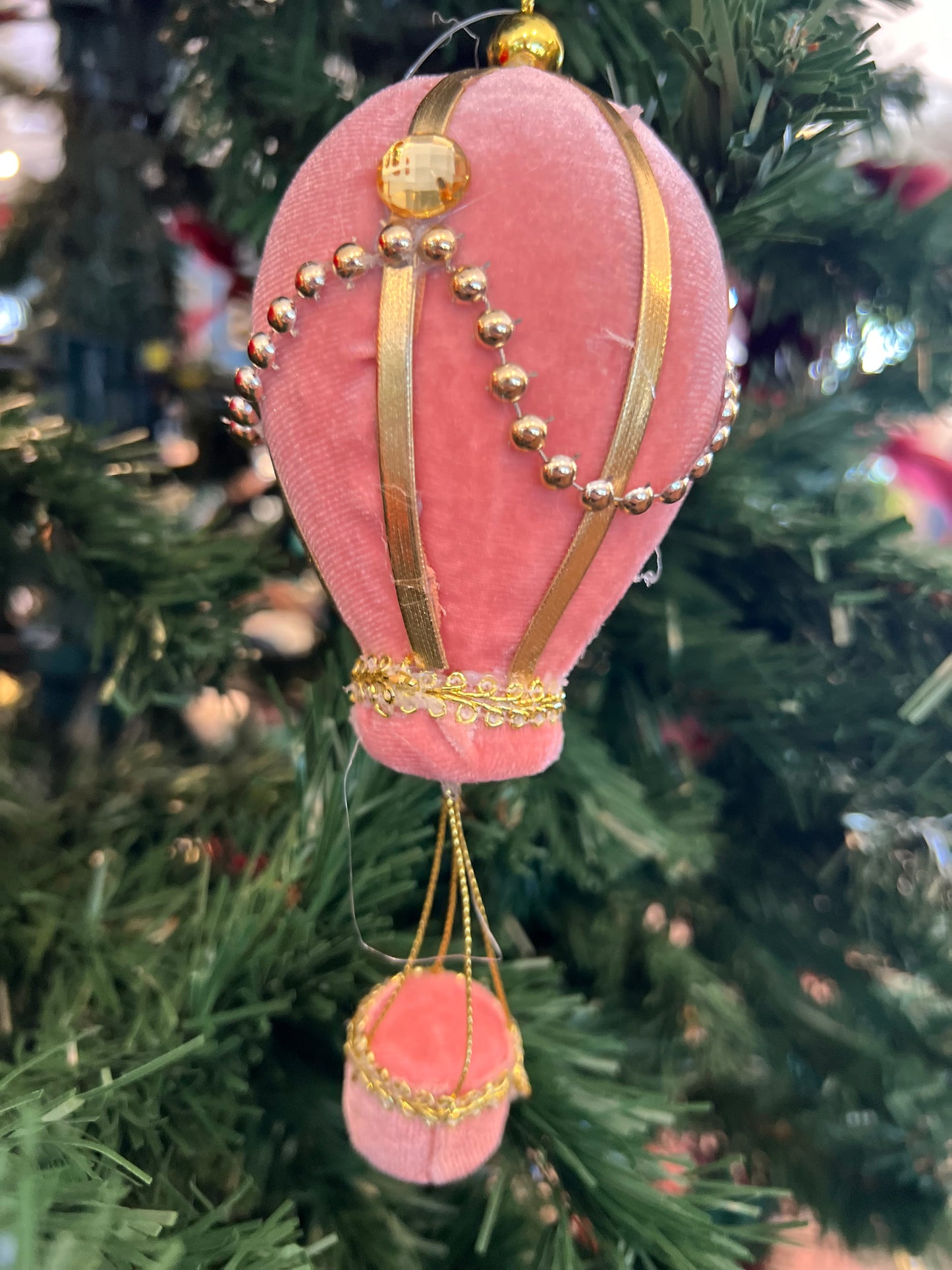 Pink Hot Air Balloon Xmas Decoration
