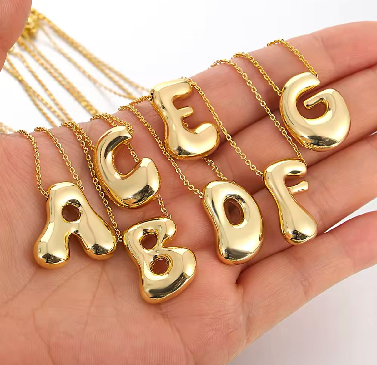 Bubble Letter Necklace Gold