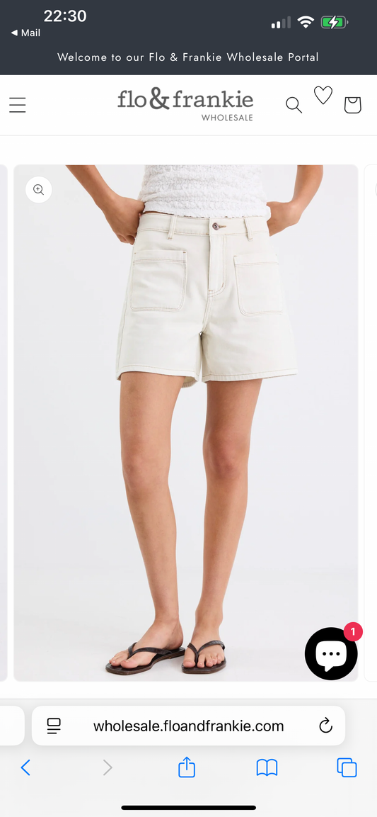 STORIES BE TOLD- Significant Ecru Denim Pocket Front Shorts