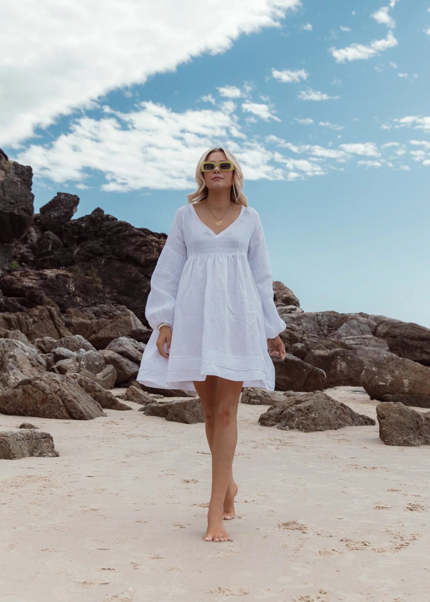 Leoni Marley Linen Dress - White