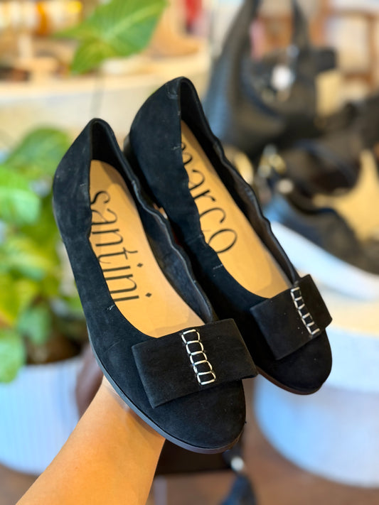 Marco Santini Pint Black Ballet Flats