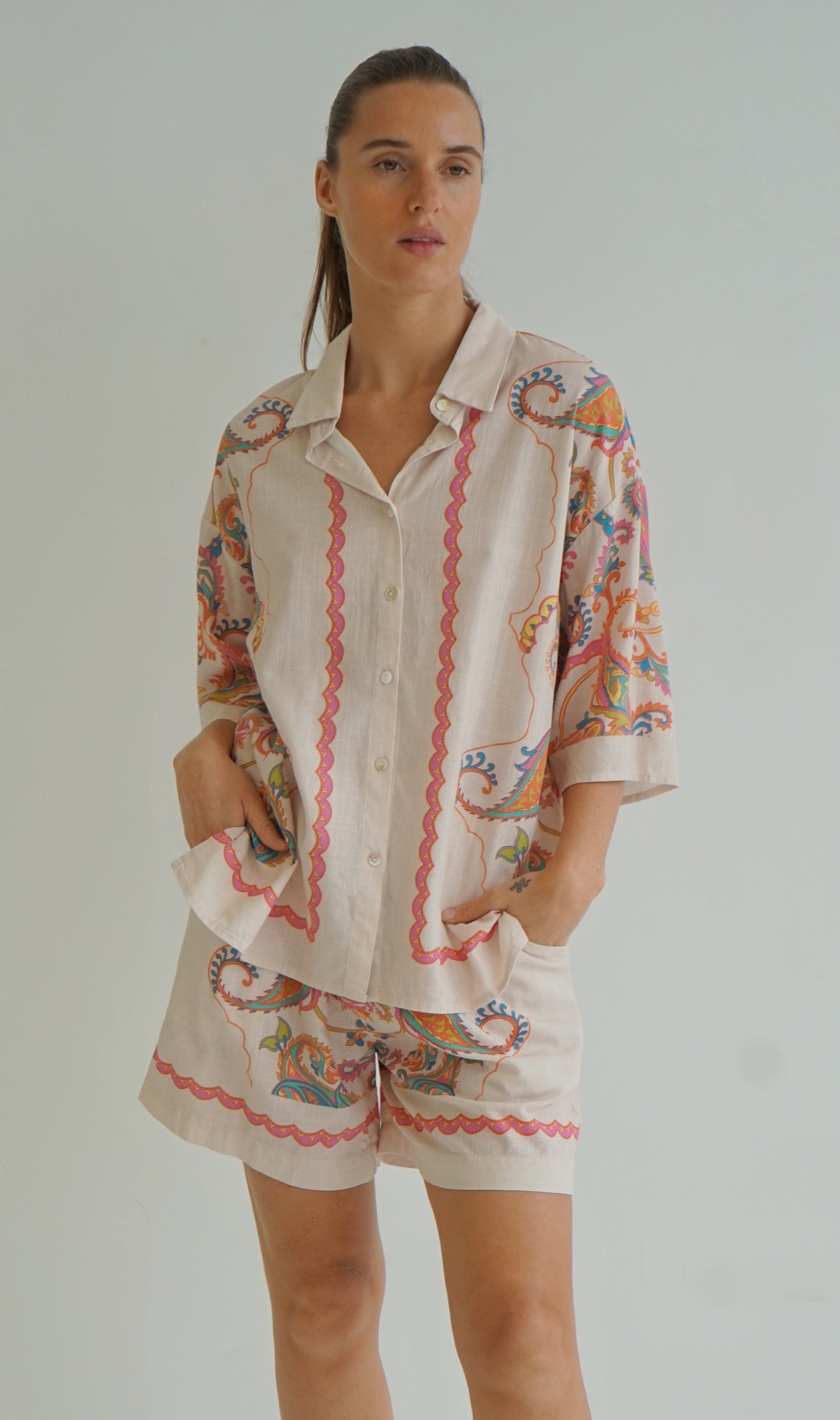 Worthier Paisley Soft Linen Blend Shirt