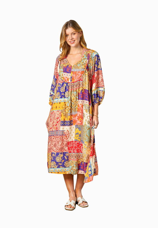 Boho Anisha Midi Dress Multi Print