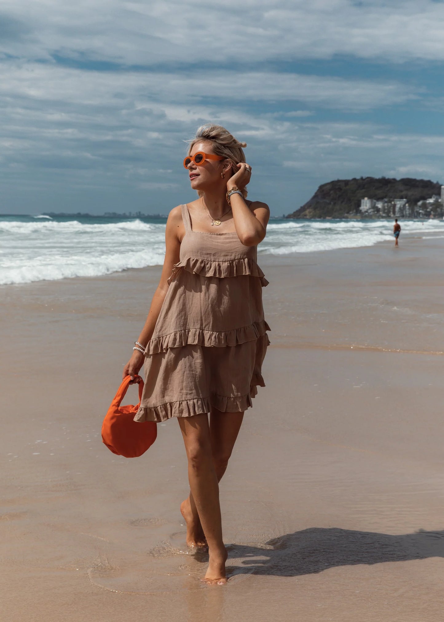 Leoni Keira Linen Dress - Sun Tan