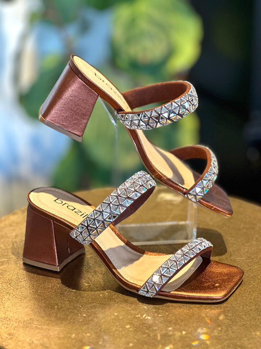 Brazilio Bronze Mirror Detailed Mule