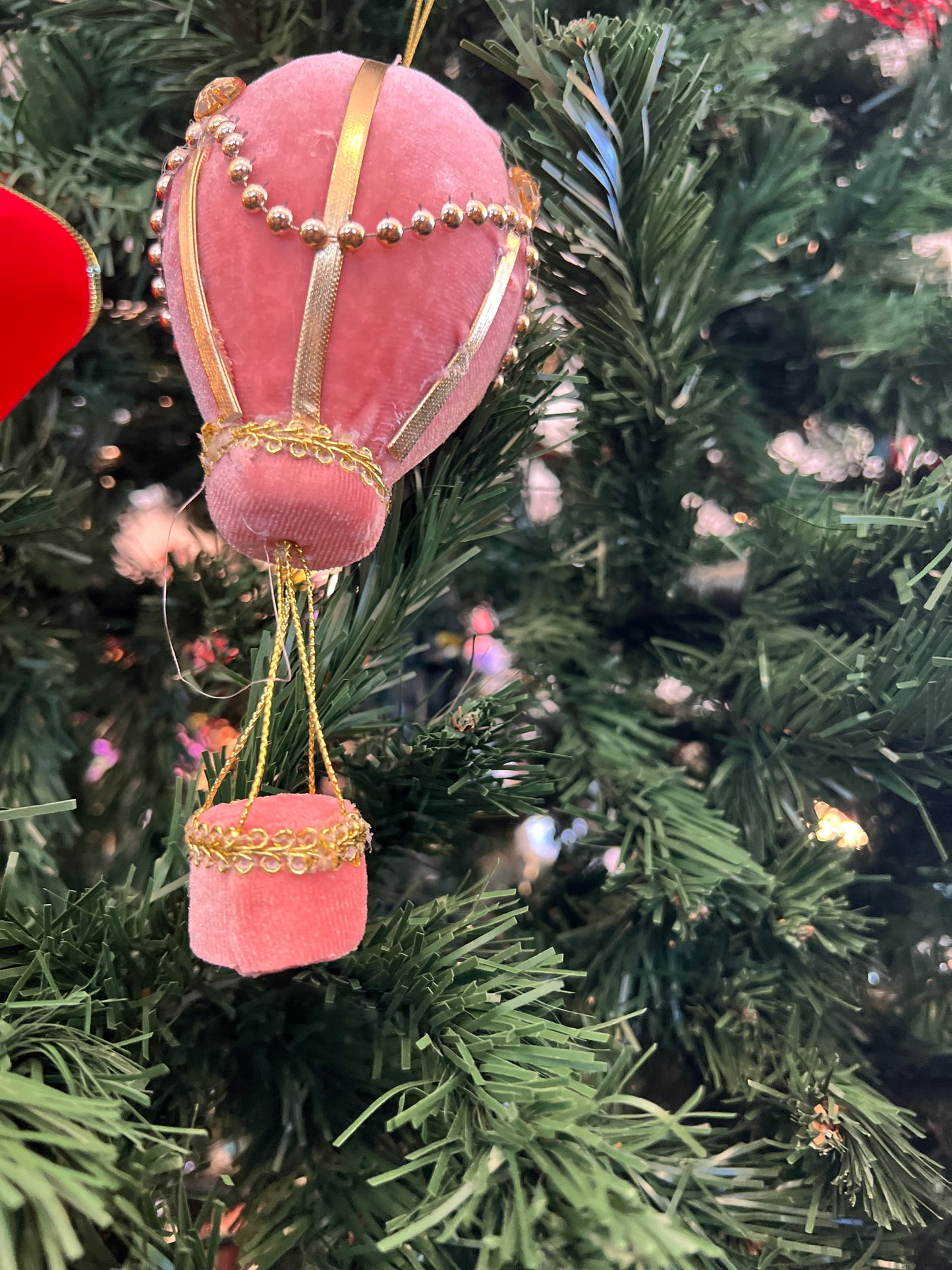 Pink Hot Air Balloon Xmas Decoration
