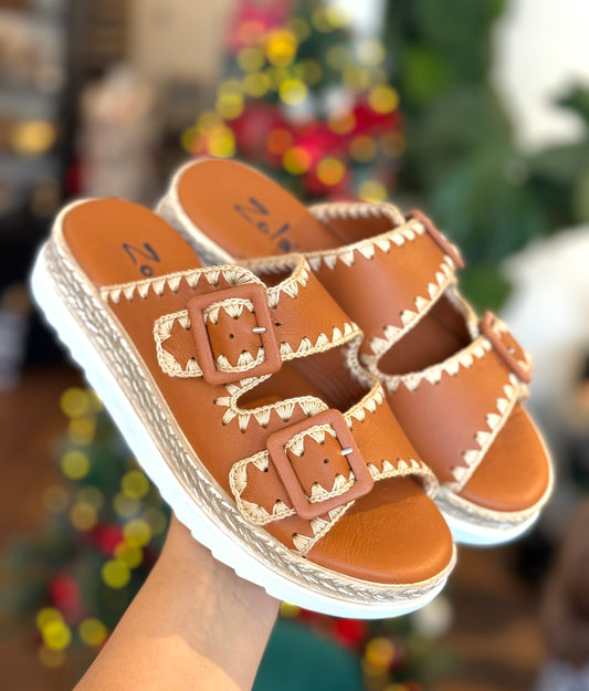 Zola Heidi Tan Cushioned Leather Slides