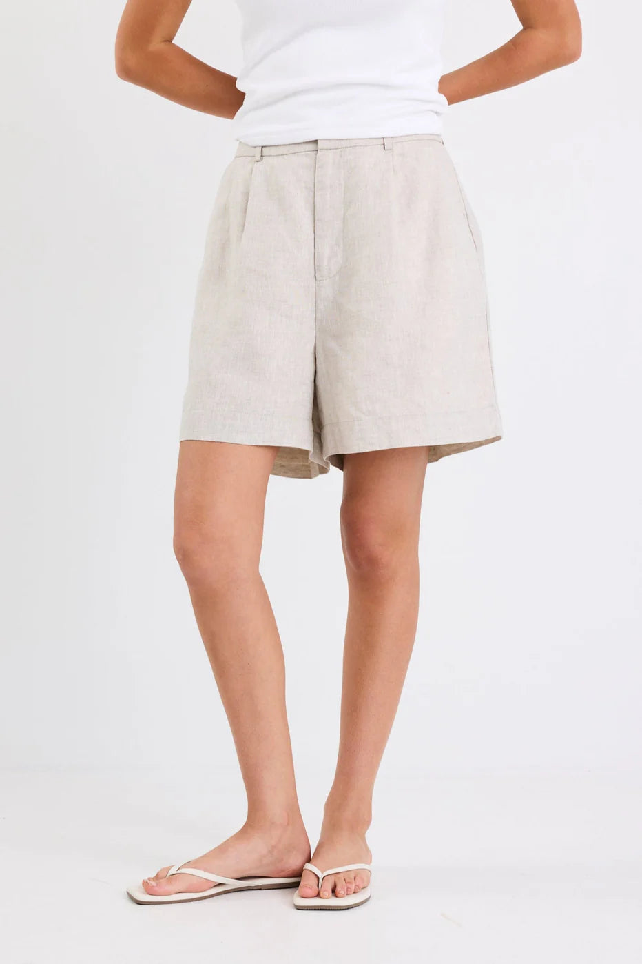 STORIES BE TOLD- Literal Natural Linen Pleated Shorts
