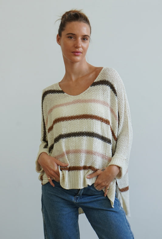 Worthier Emma Weave Cream Striped Knit