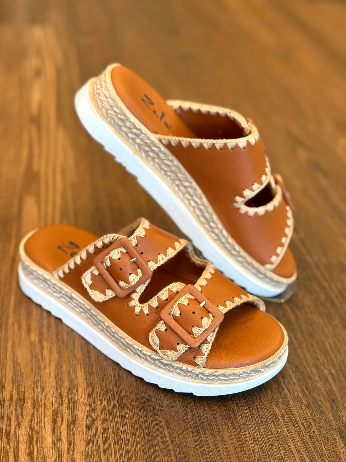 Zola Heidi Tan Cushioned Leather Slides