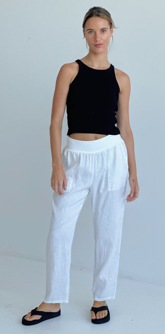 Worthier Sybil White Linen Pants