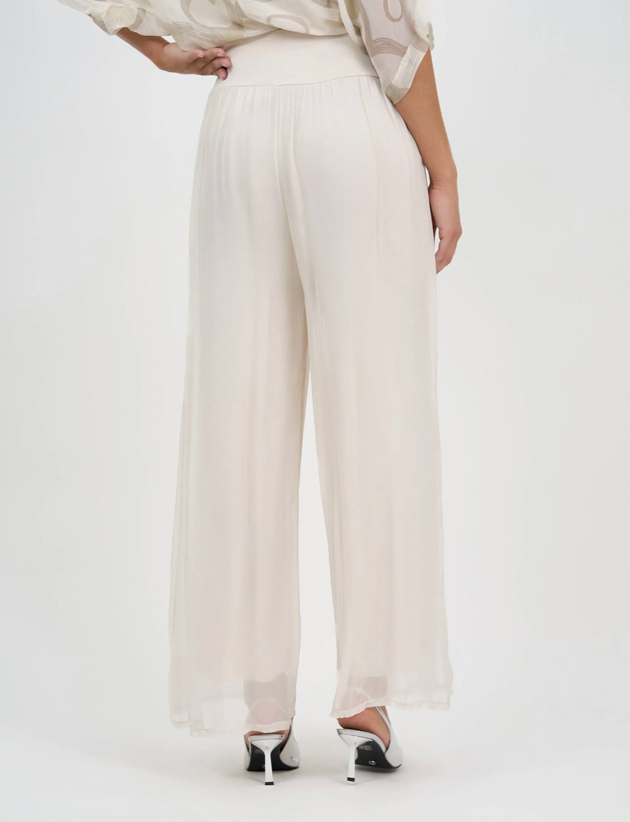 La Strada Arlette Ivory Silk Pants