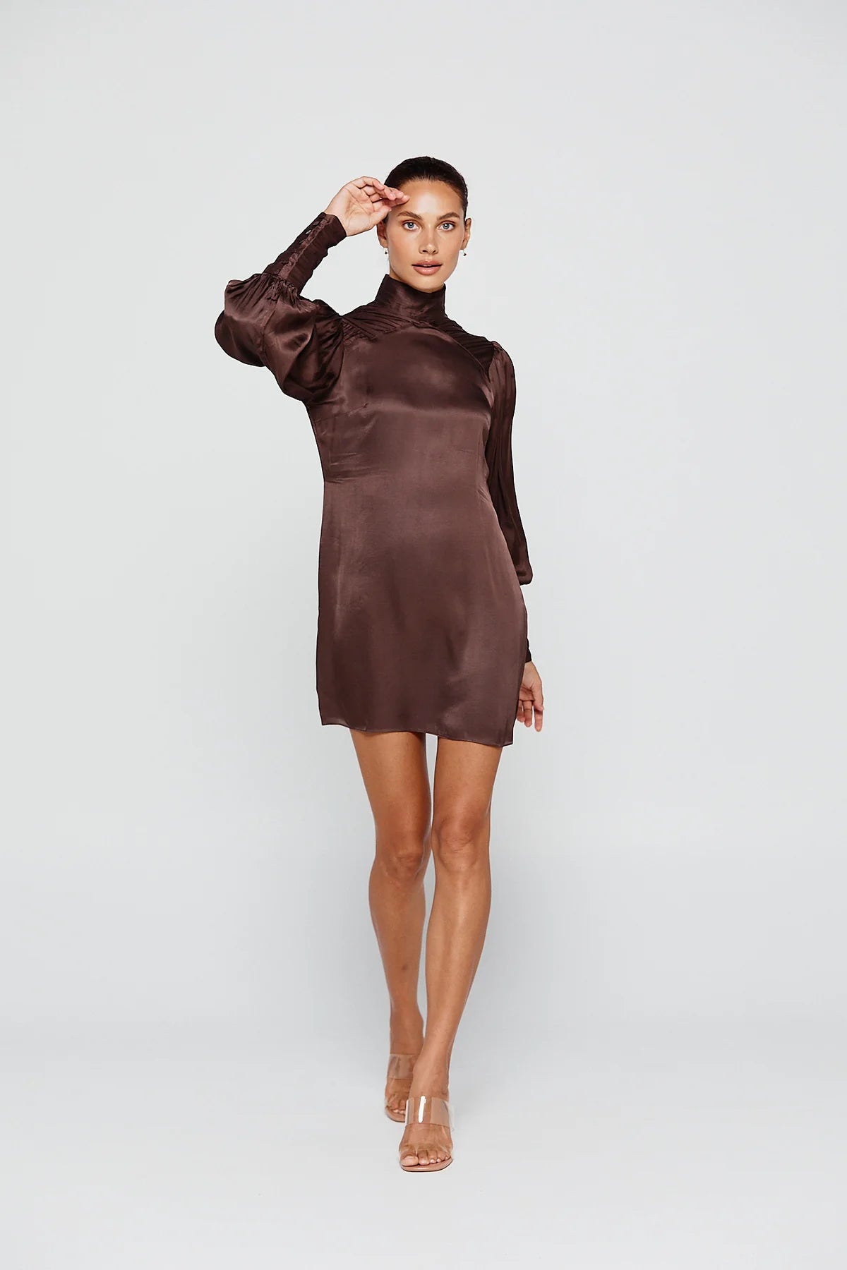 PIPPA Ivanna High Neck Backless Chocolate Dress