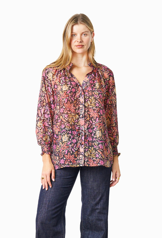 Boho Keanu Top Black Floral