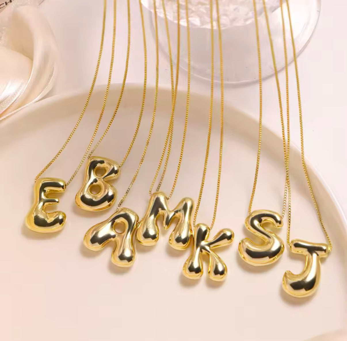 Bubble Letter Necklace Gold