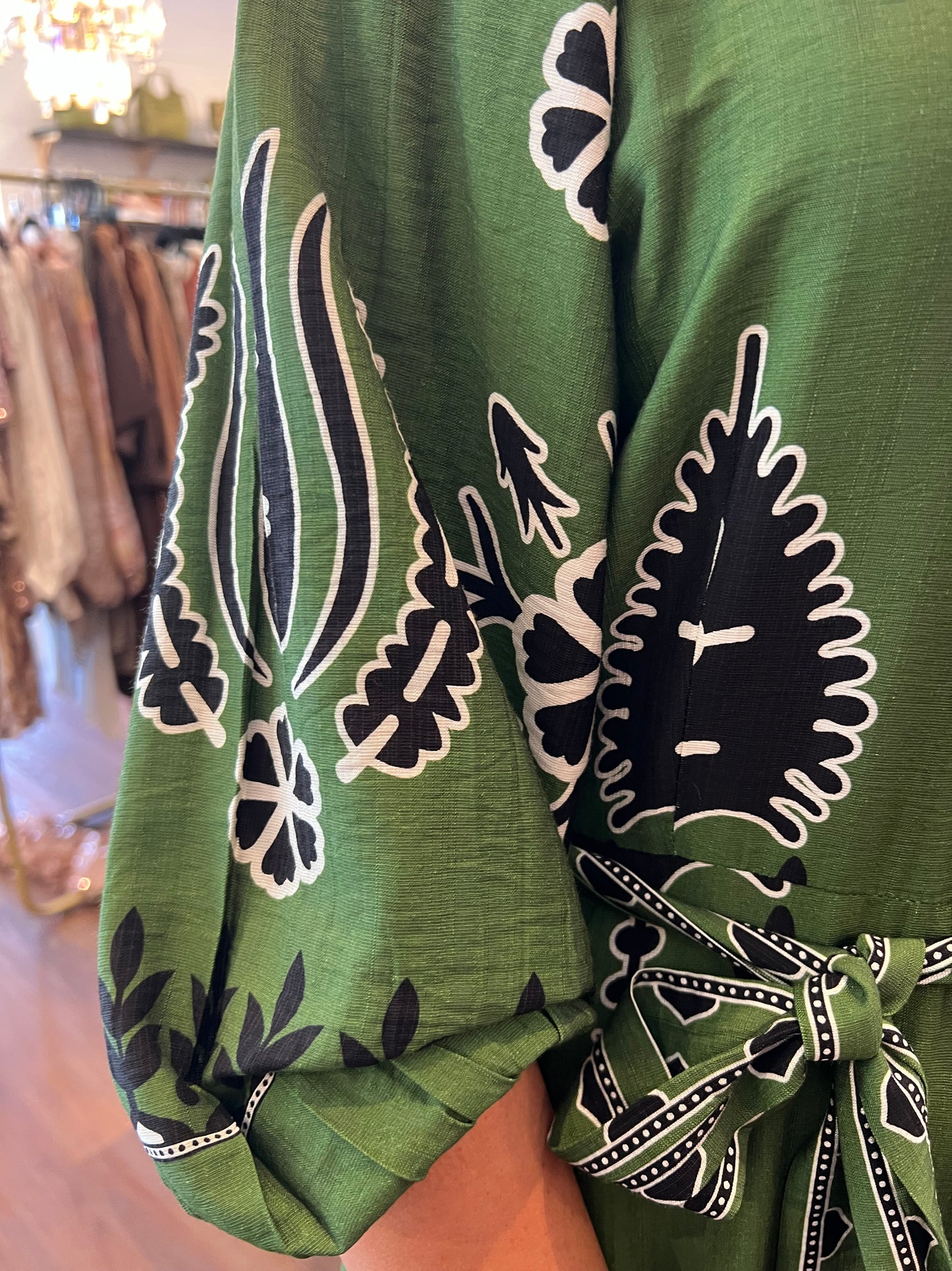 New U Collection Sophie Mini Dress - Green, Black & White