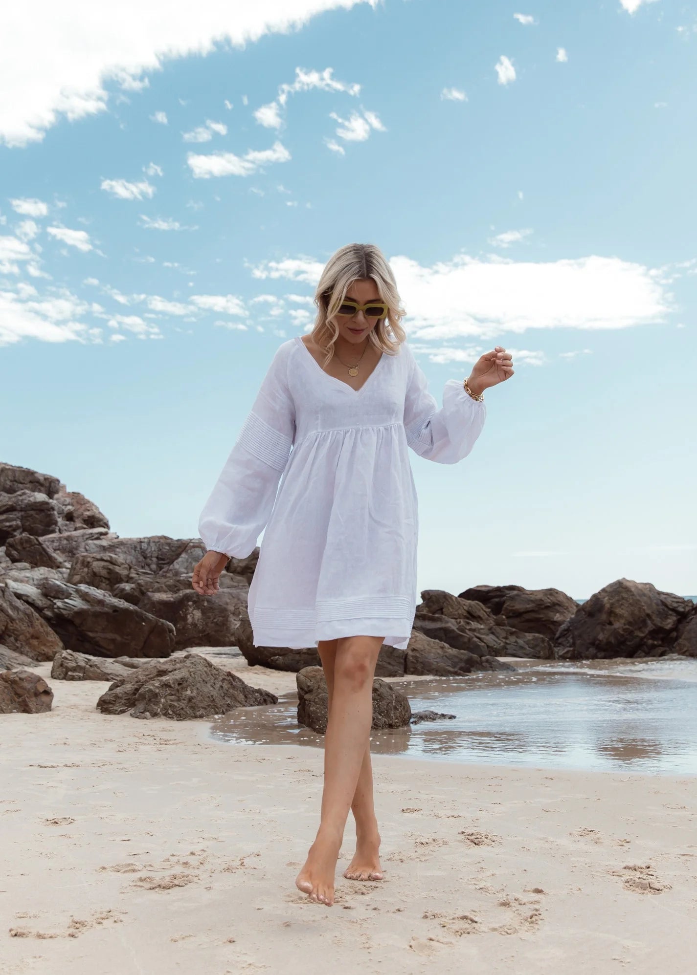 Leoni Marley Linen Dress - White