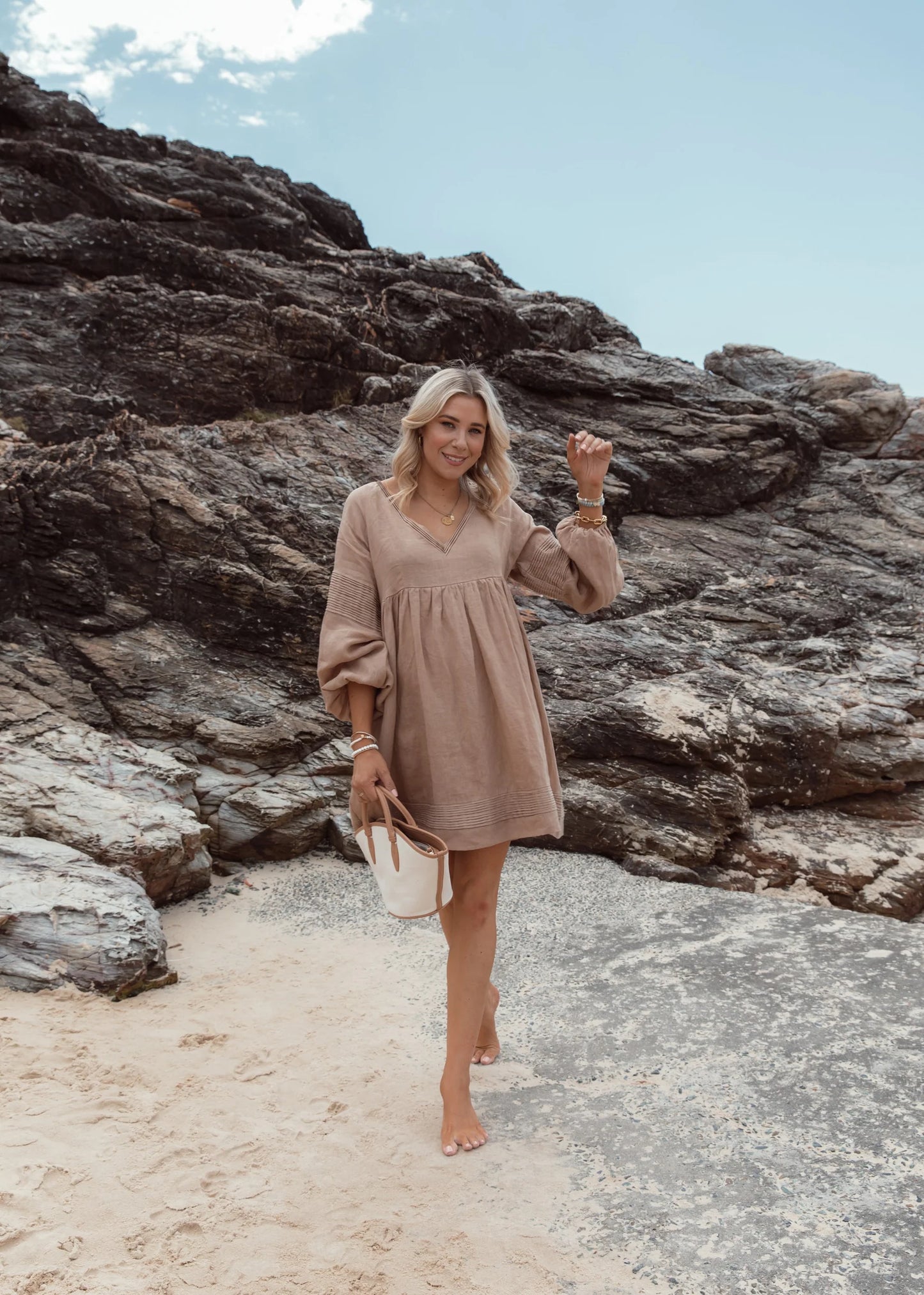 Leoni Marley Linen Dress - Sun Tan