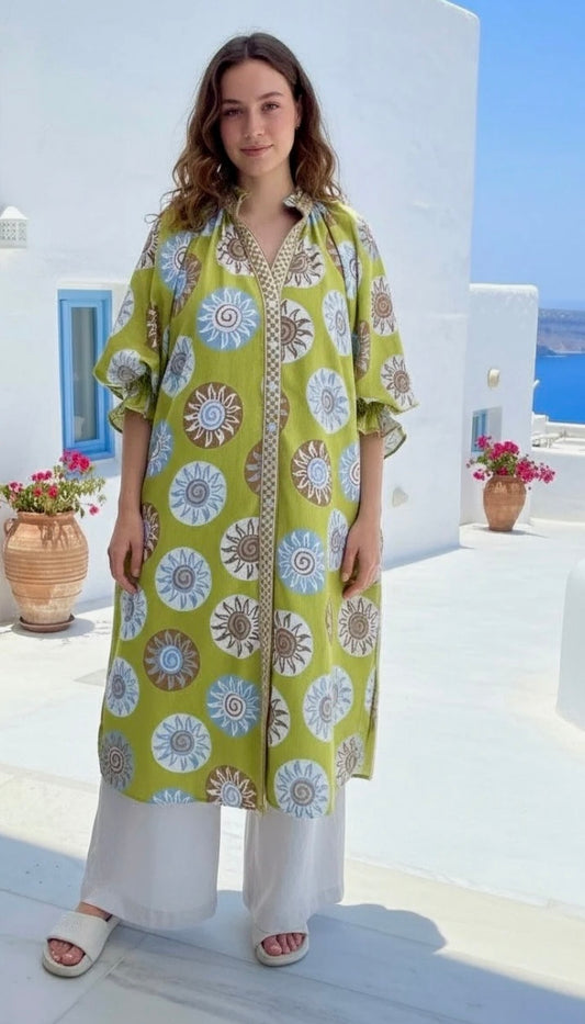 Kiik Pistachio Medal Shirt Dress