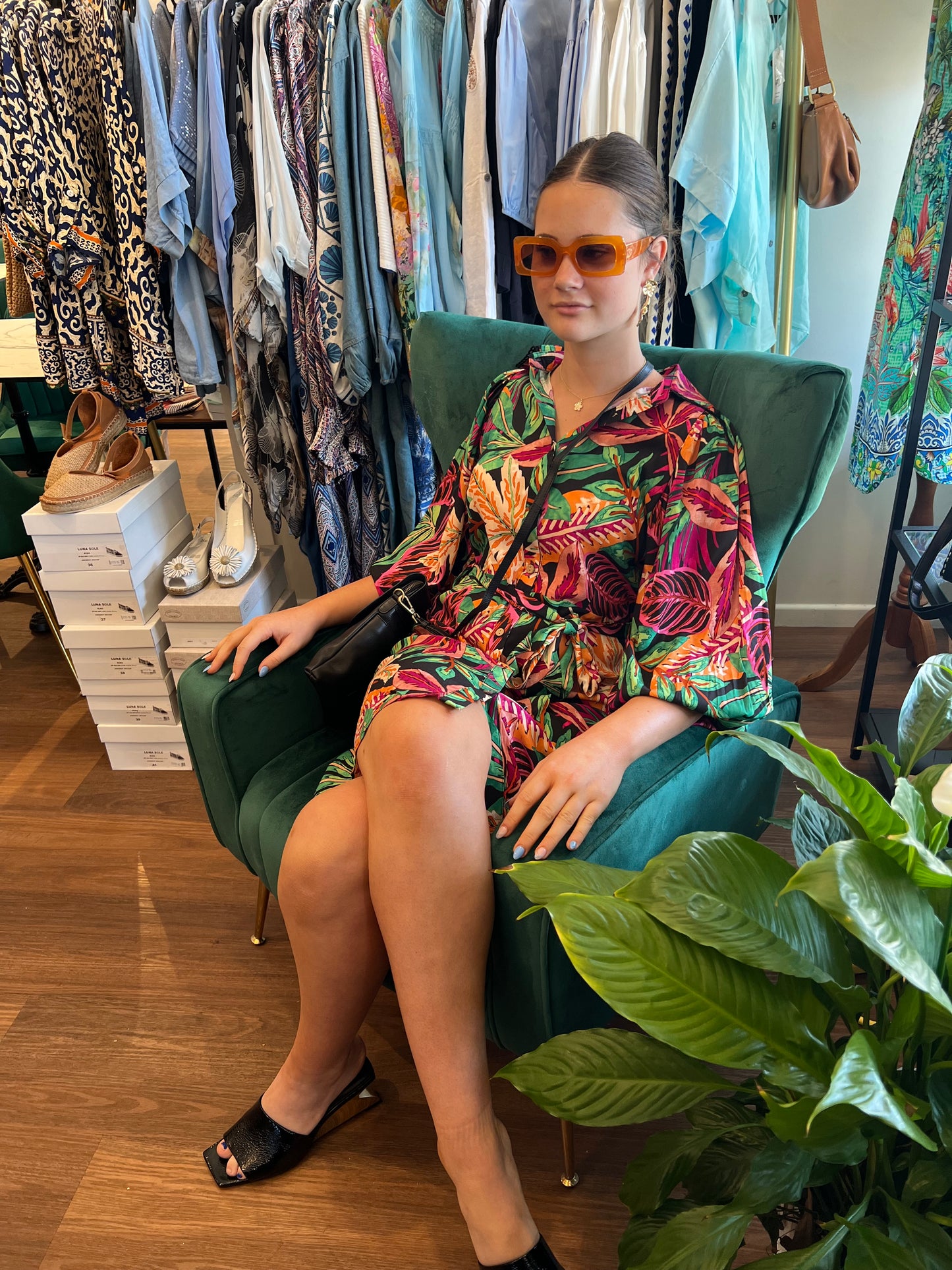 New U Collection Lola Shirt Dress - Multi Coloured Floral Print