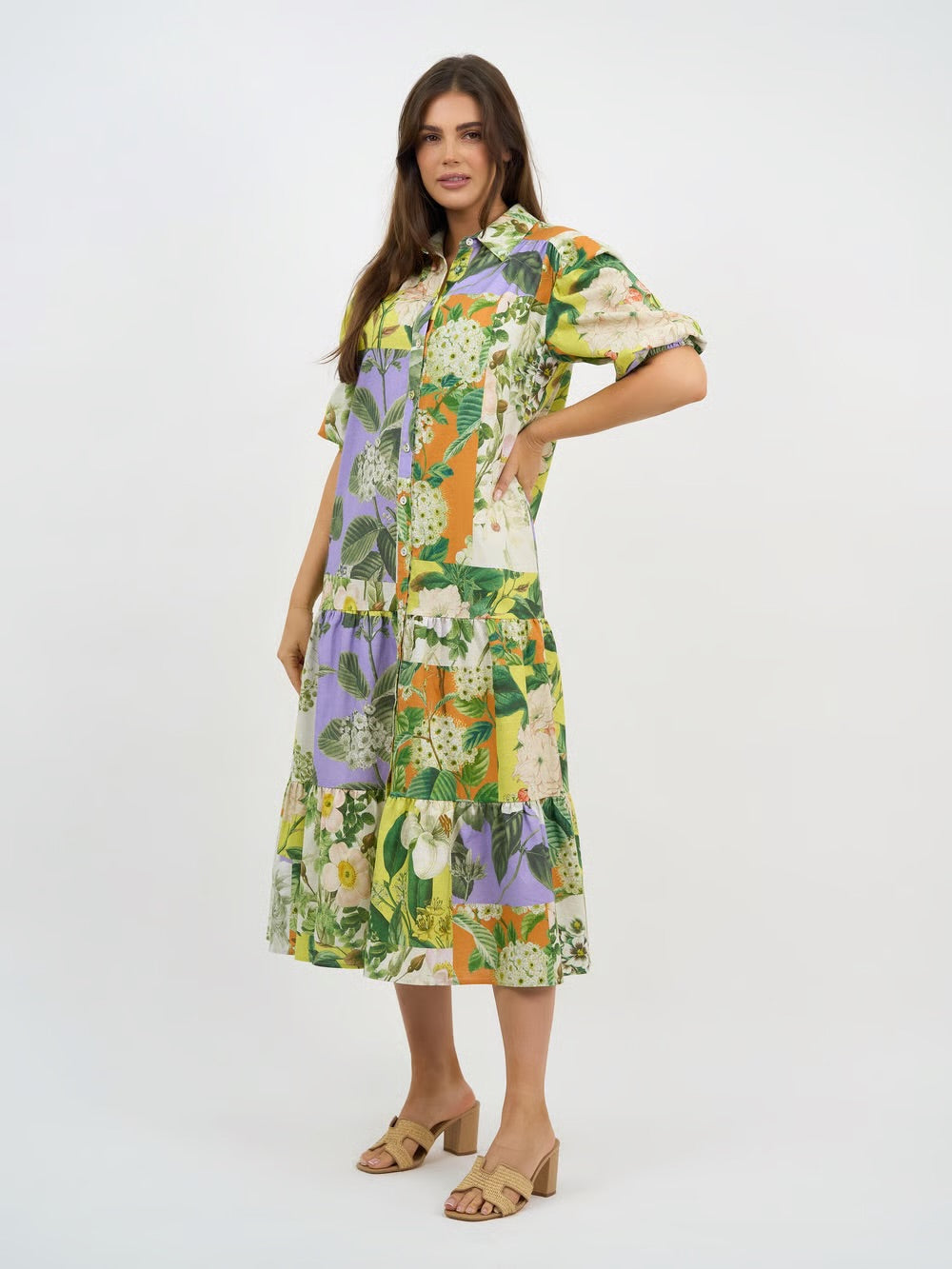 Liberty Rose Lemon Floral Tier Dress