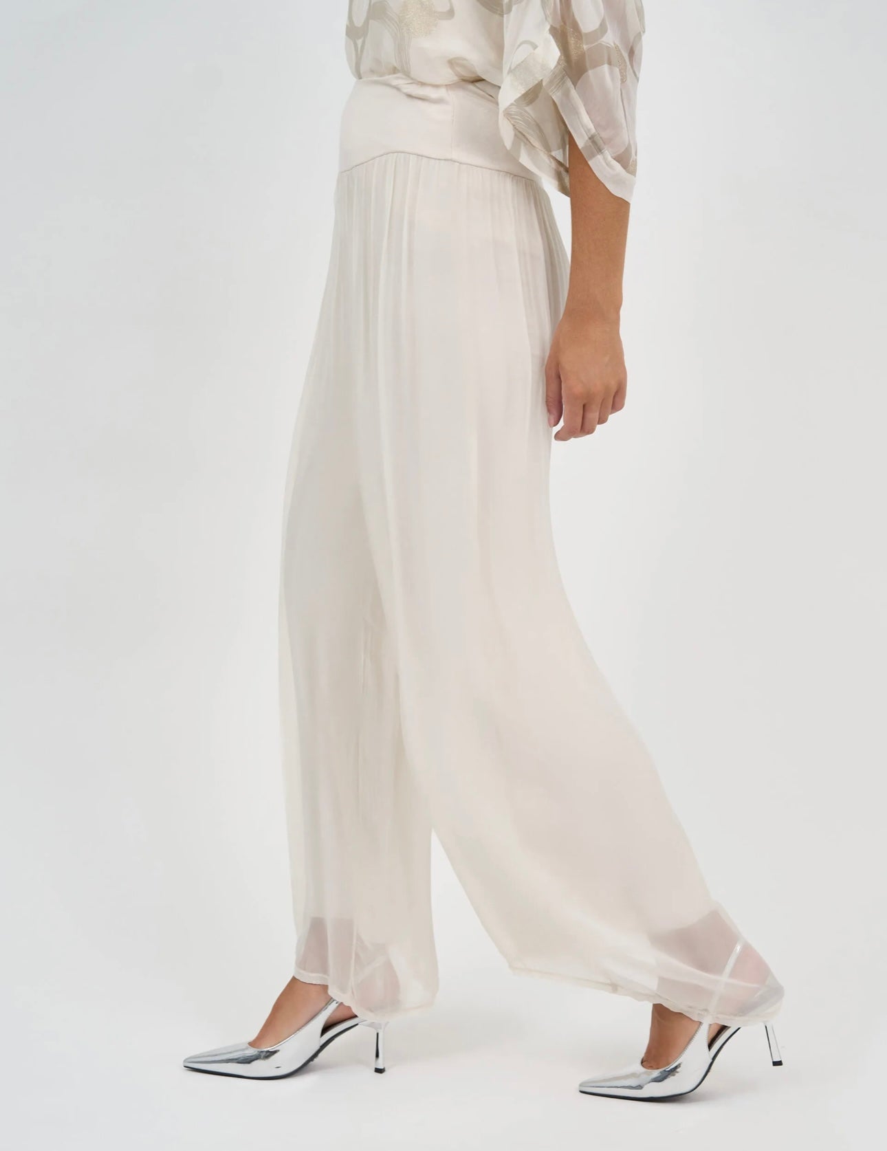 La Strada Arlette Ivory Silk Pants