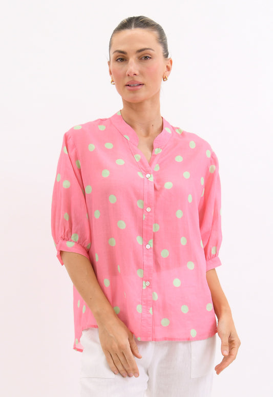 Worthier Aurora Dottie Linen Button Shirt