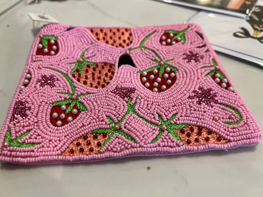 Strawberry beaded Pouch