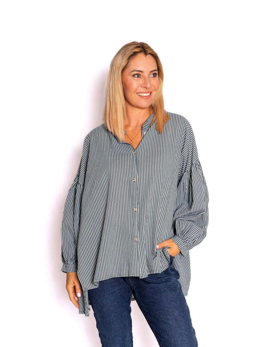 The Italian Closet Berkley Khaki Ballon Sleeve Shirt