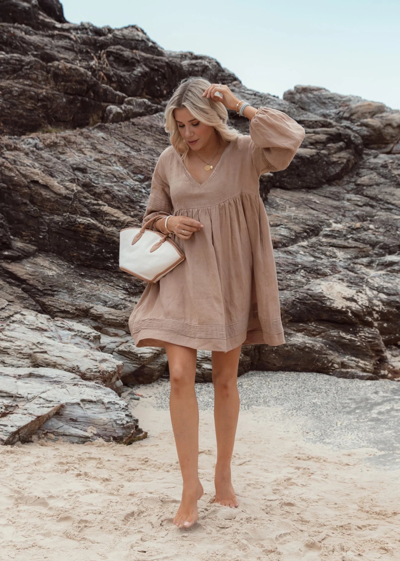 Leoni Marley Linen Dress - Sun Tan