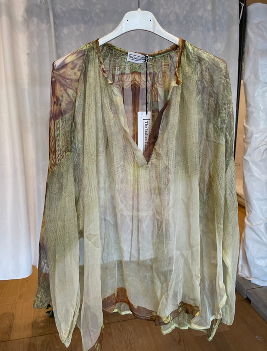 The Italian Closet Green Butterfly Chiffon Blouse