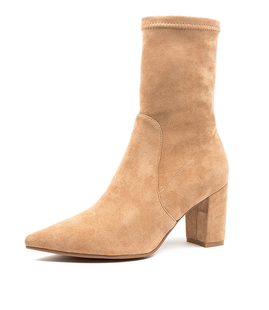 Django & Juliette Nider Sand Microsuede Stretch Boots