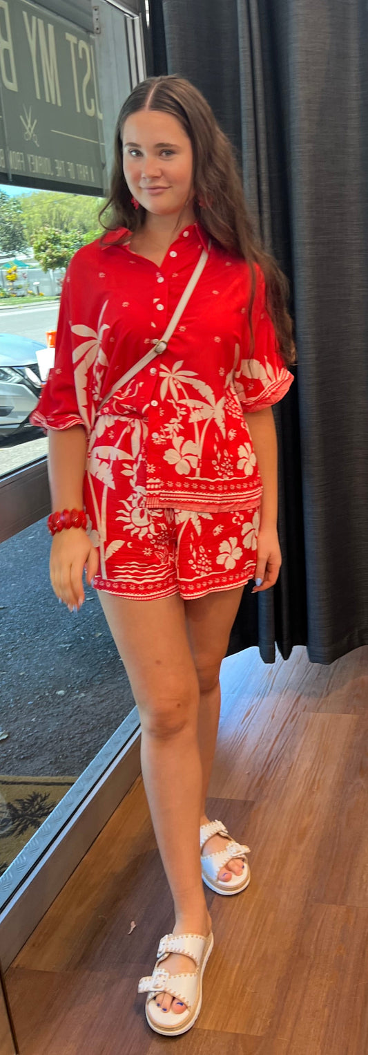 New U Collection Tropic Shorts - Red