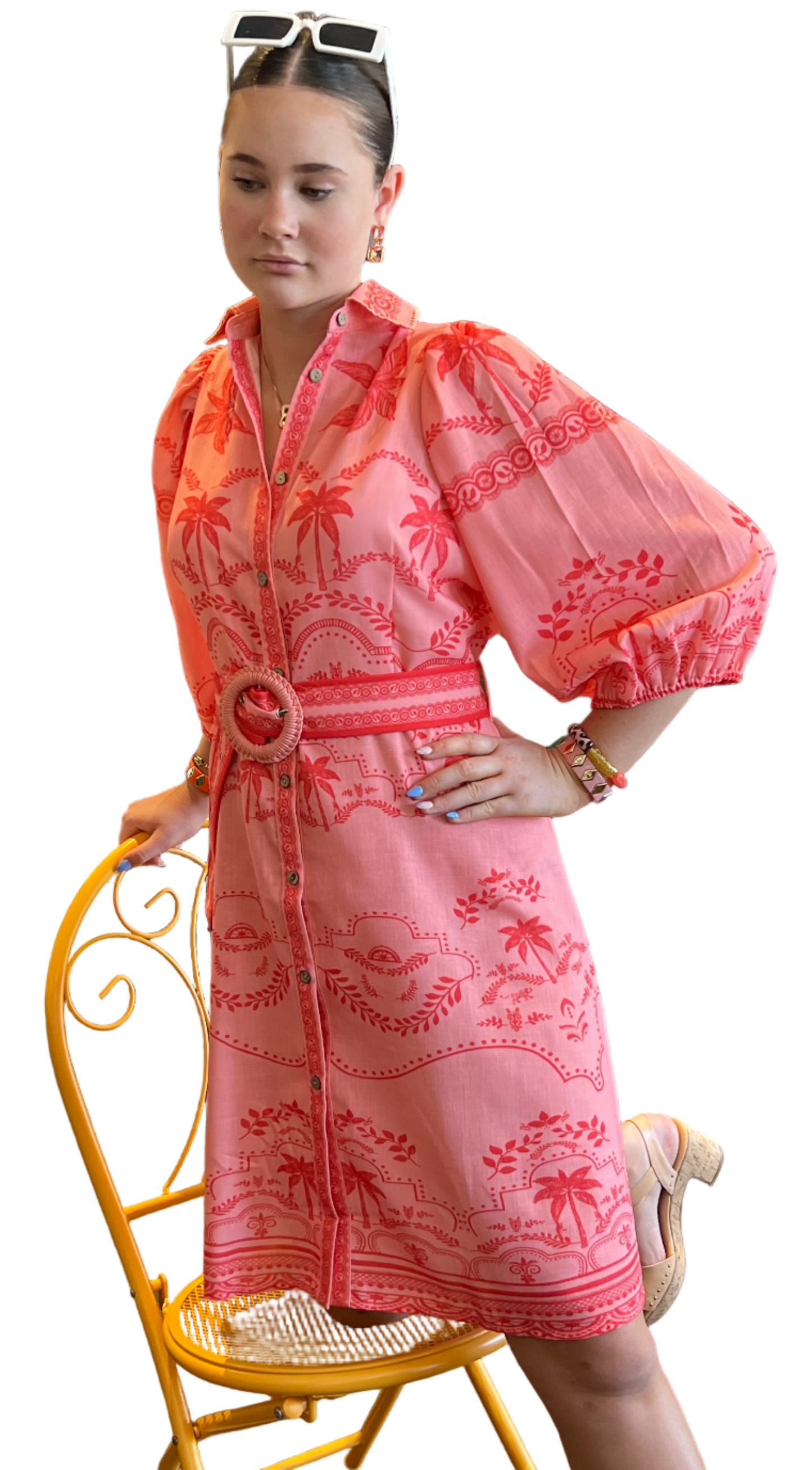 New U Collection Summer Bliss Shirt Dress - Peach