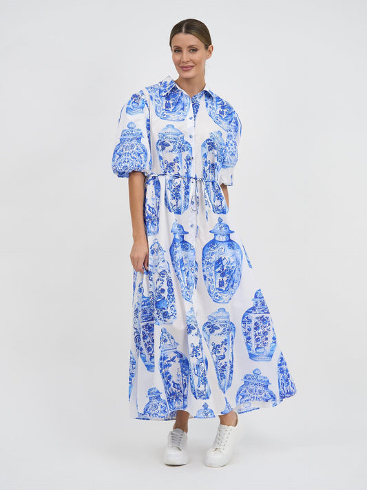 Liberty Rose Blue Vase Dress