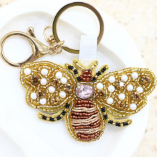 Anna Nova Gold Bee Beaded Keyring