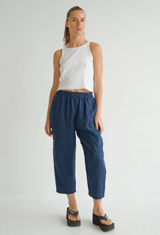 Worthier Novie Navy Linen Pant