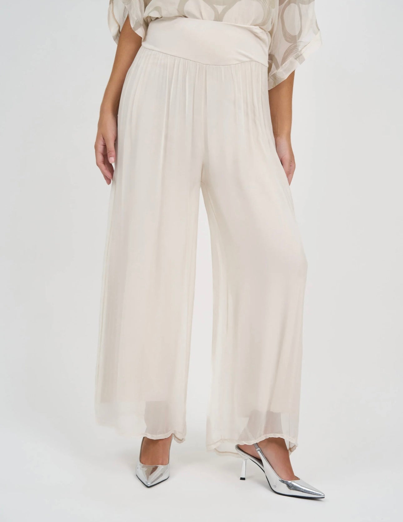 La Strada Arlette Ivory Silk Pants