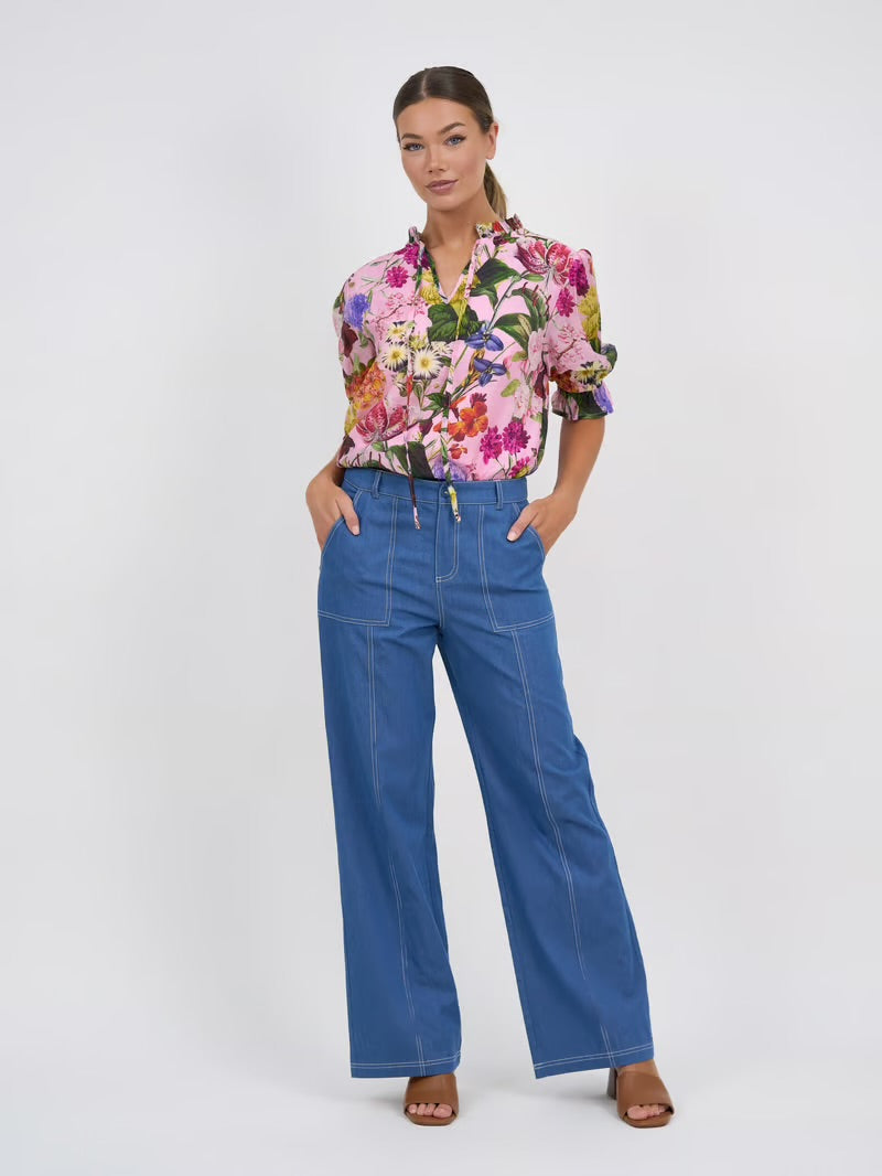 Liberty Rose Stitch Pocket Denim Pant