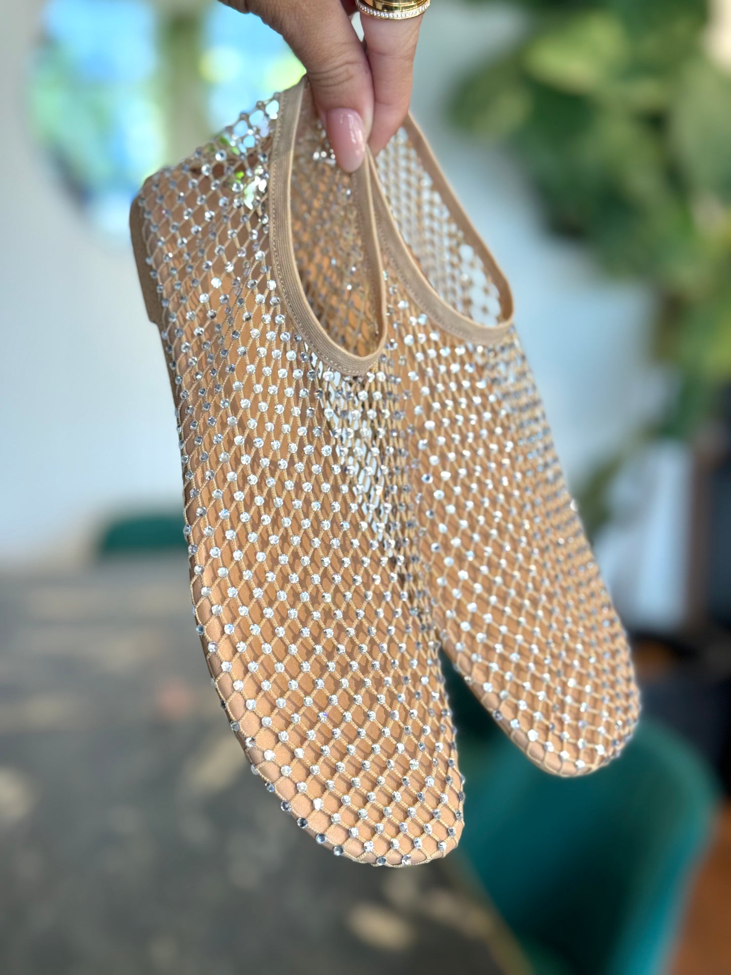 Mollini Reaffirm Nude Mesh Leather with Diamantés