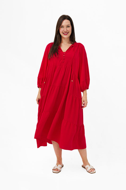 Boho Mata Red Dress