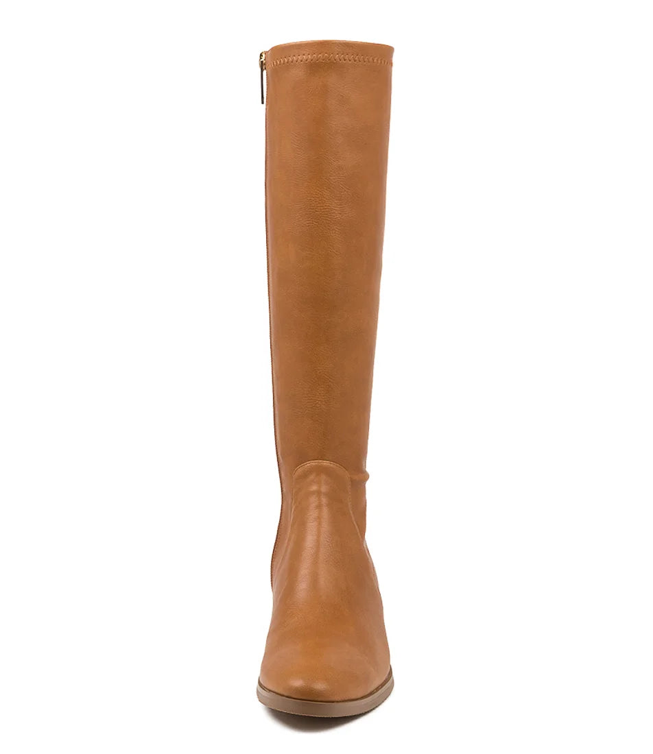 Django & Juliette Timothie Tan Stretch Knee High Boots