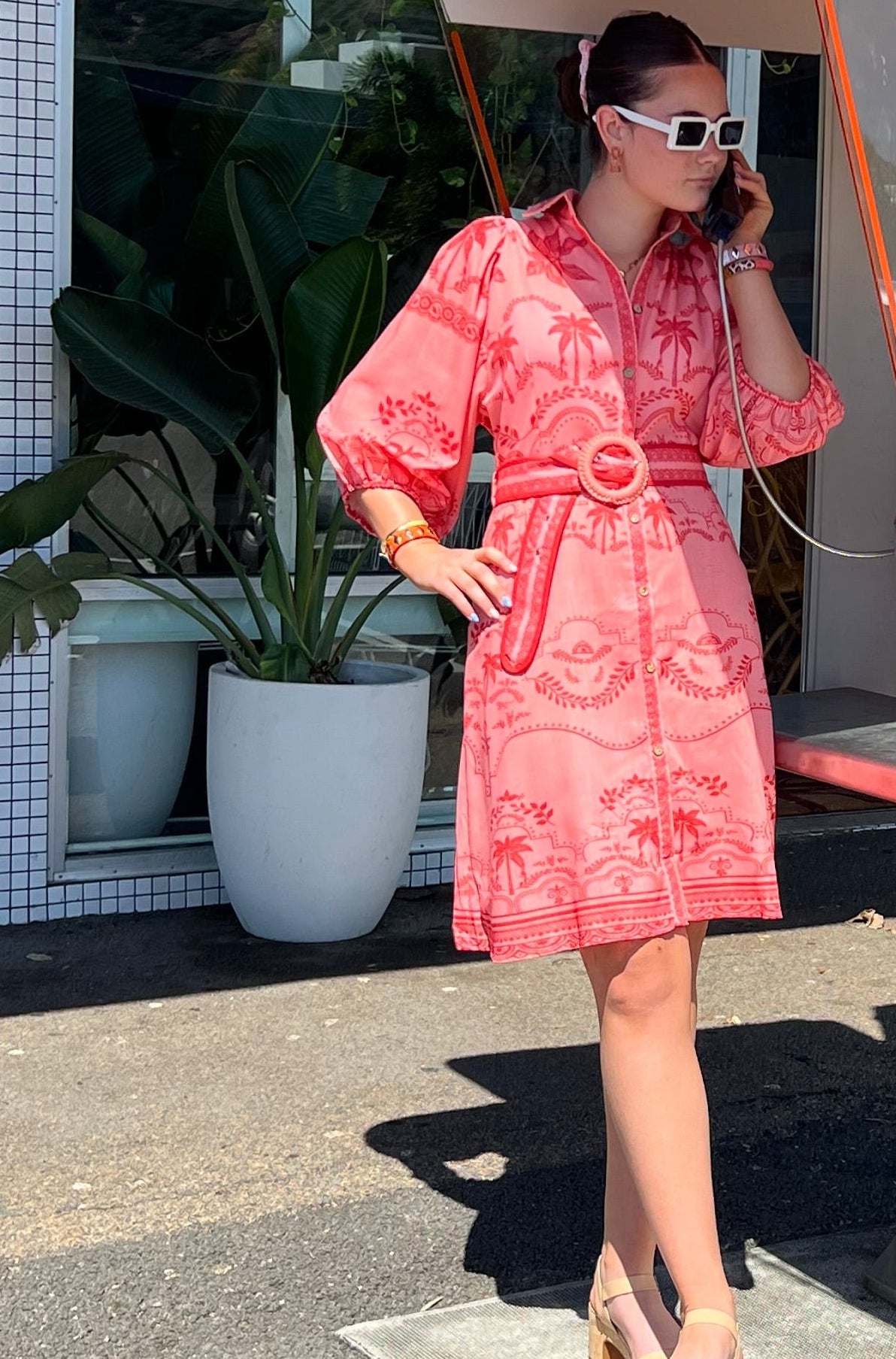 New U Collection Summer Bliss Shirt Dress - Peach