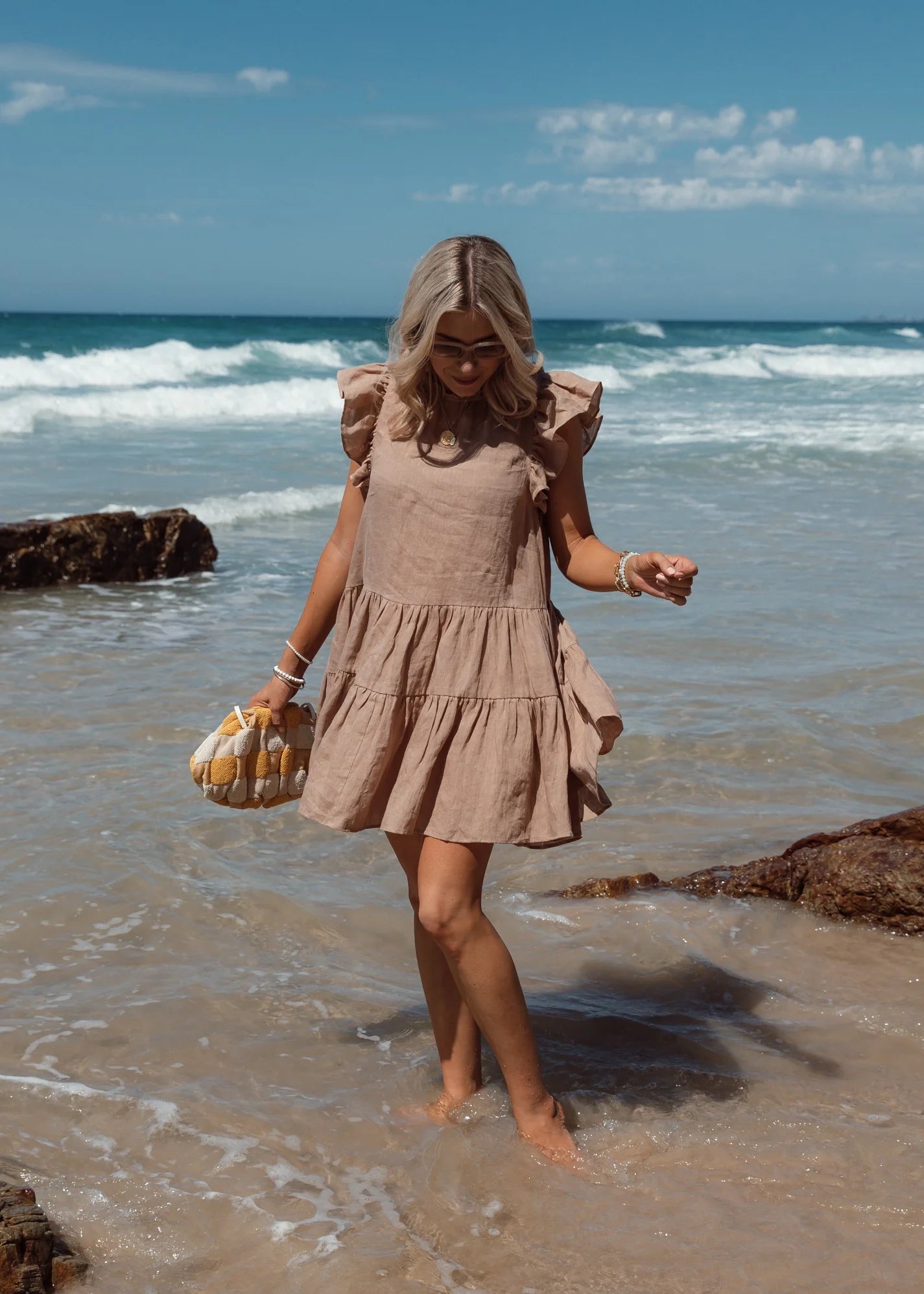 Leoni Jada Linen Dress - Sun Tan