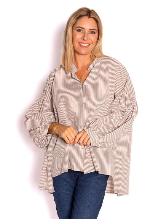 The Italian Closet Berkley Beige Ballon Sleeve Shirt