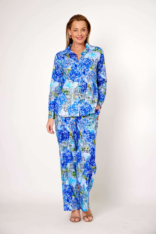 La Strada Blue Hydrangeas Blouse