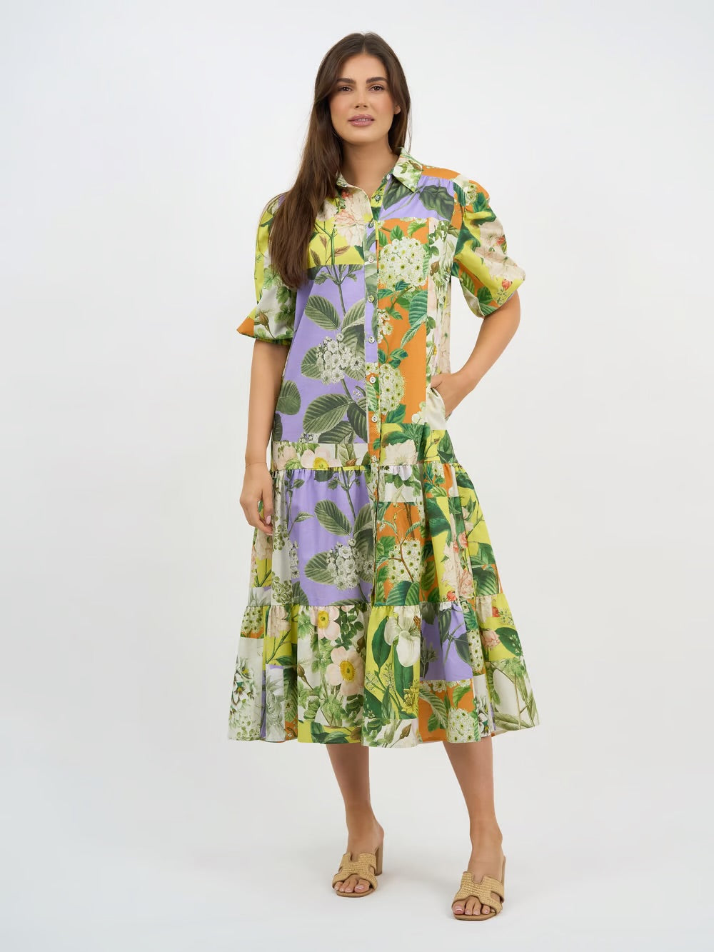 Liberty Rose Lemon Floral Tier Dress