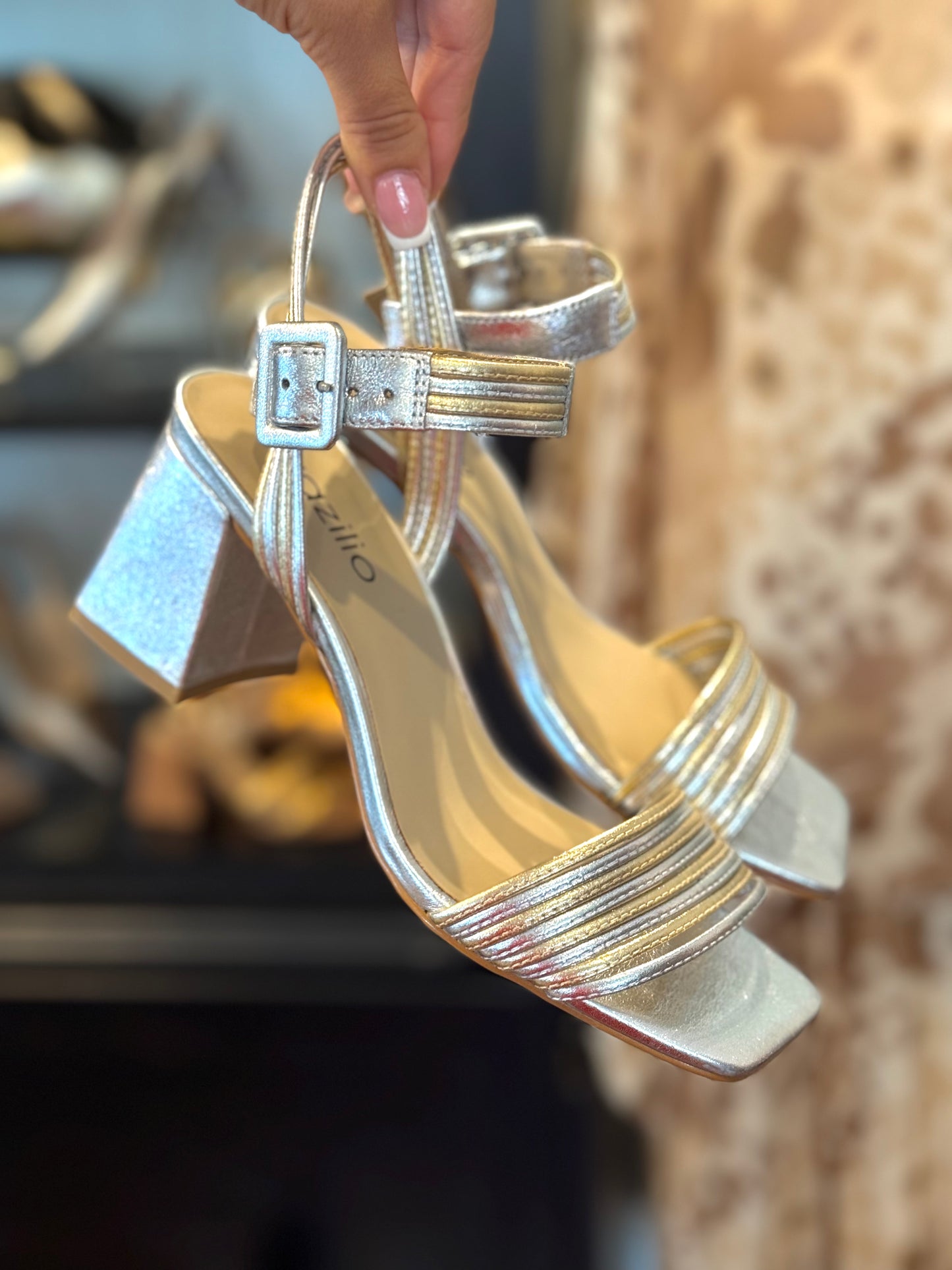 Brazilio Silver & Gold Block Heels